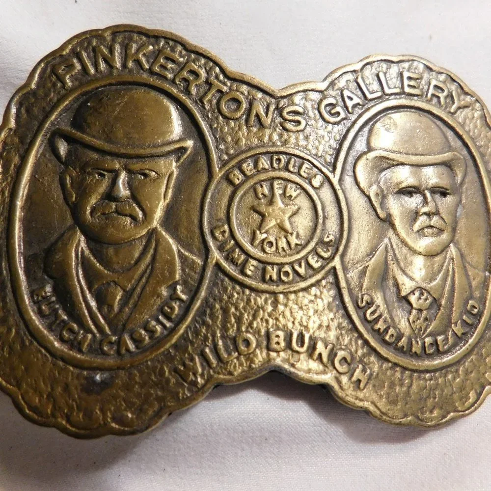 Pinkertons Gallery Brass Belt Buckle Butch Cassidy and Sundance Kid